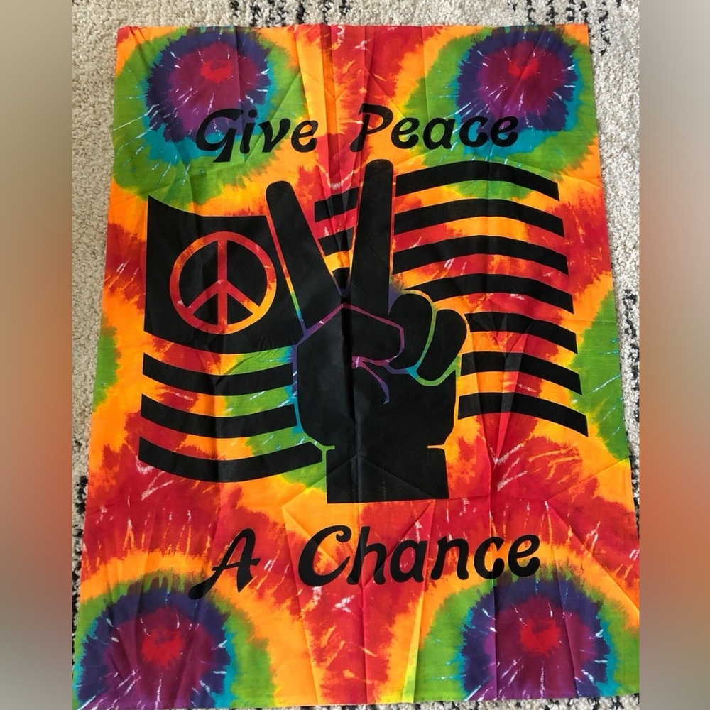Colorful Tie-Dye Peace Sign Tapestry